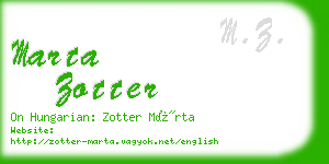 marta zotter business card